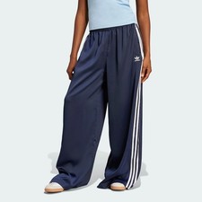 Adidas Women Satin Wide Leg Track Pants Night Indigo Asian Size JD0881