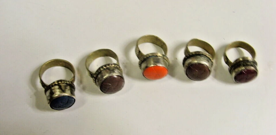 Antiguo lote de 5 anillos vintage turcomanos tribales nómadas Asia Central ats 48803 Foto 4 de 4