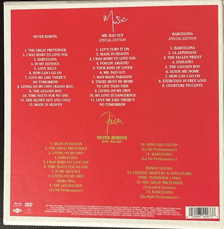 FREDDIE MERCURY (QUEEN) - NEVER BORING - OOP RARE HTF 3 CD + DVD + Blu-Ray — 第 2/2 张图片