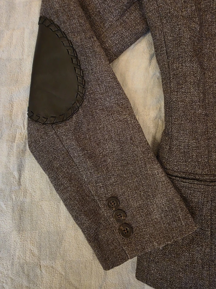 Vintage Women's CHEVIGNON Wool Tweed Blazer Leather Elbow Patches Jacket Size L - Image 4 of 4