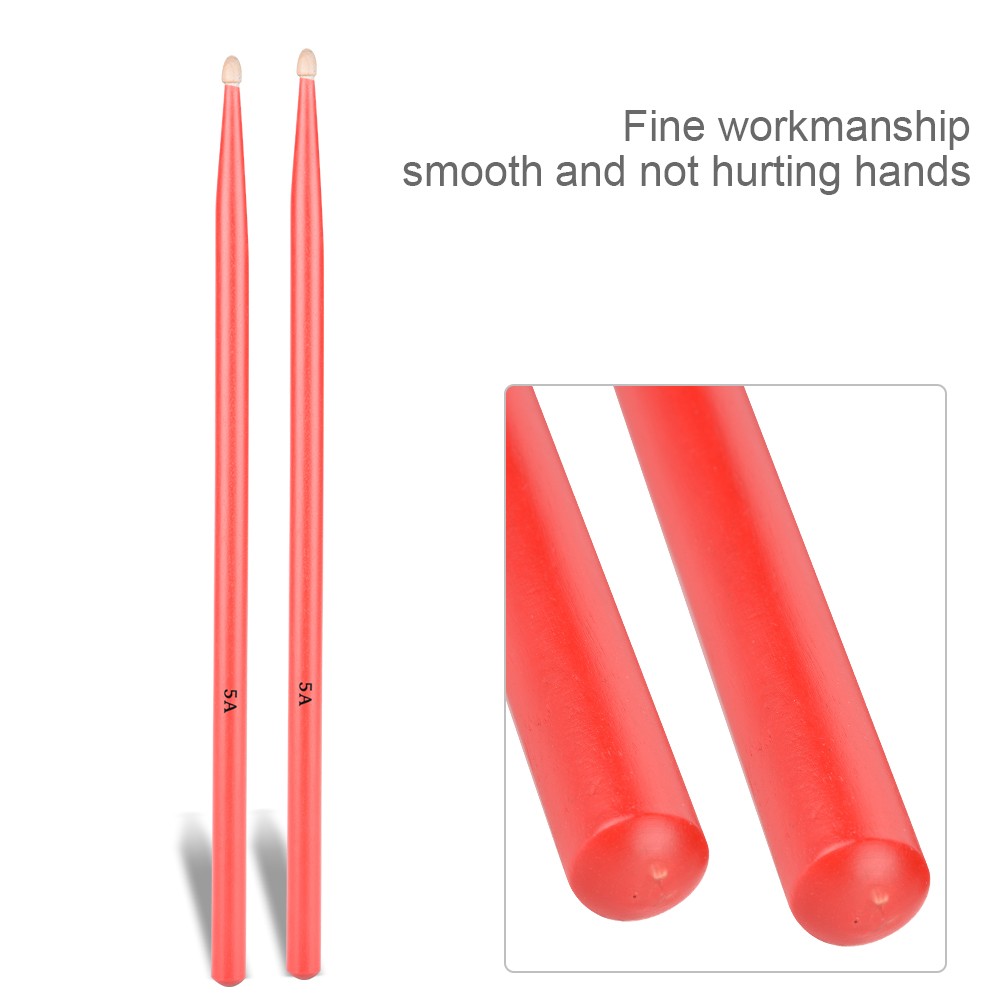 New 1 Pair 5A Drum Sticks Maple Wood Drumsticks Instruments Accessories (Red) ¦