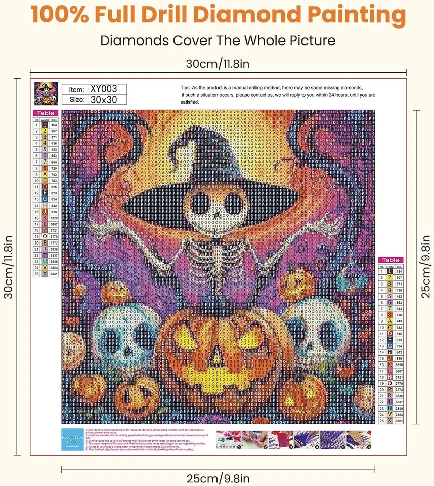 Хэллоуин бриллиант искусства, ужасы бриллиант художественные наборы для взрослых, череп 5D полный дрель  - Изображение 2 из 4