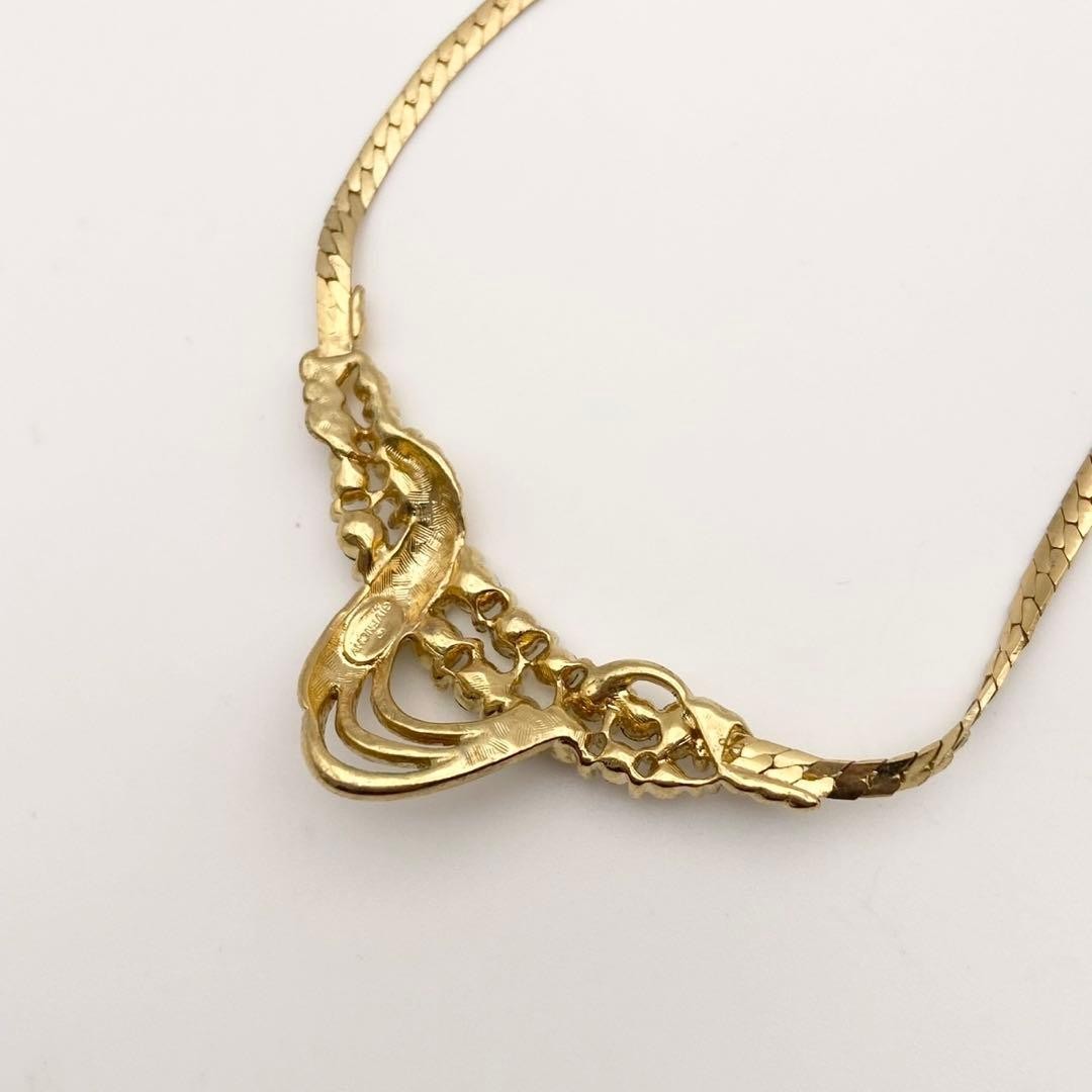 GIVENCHY Necklace Rhinestone Gold Vintage Pendant 42cm Jewelry Japan Rare thumbnail 6
