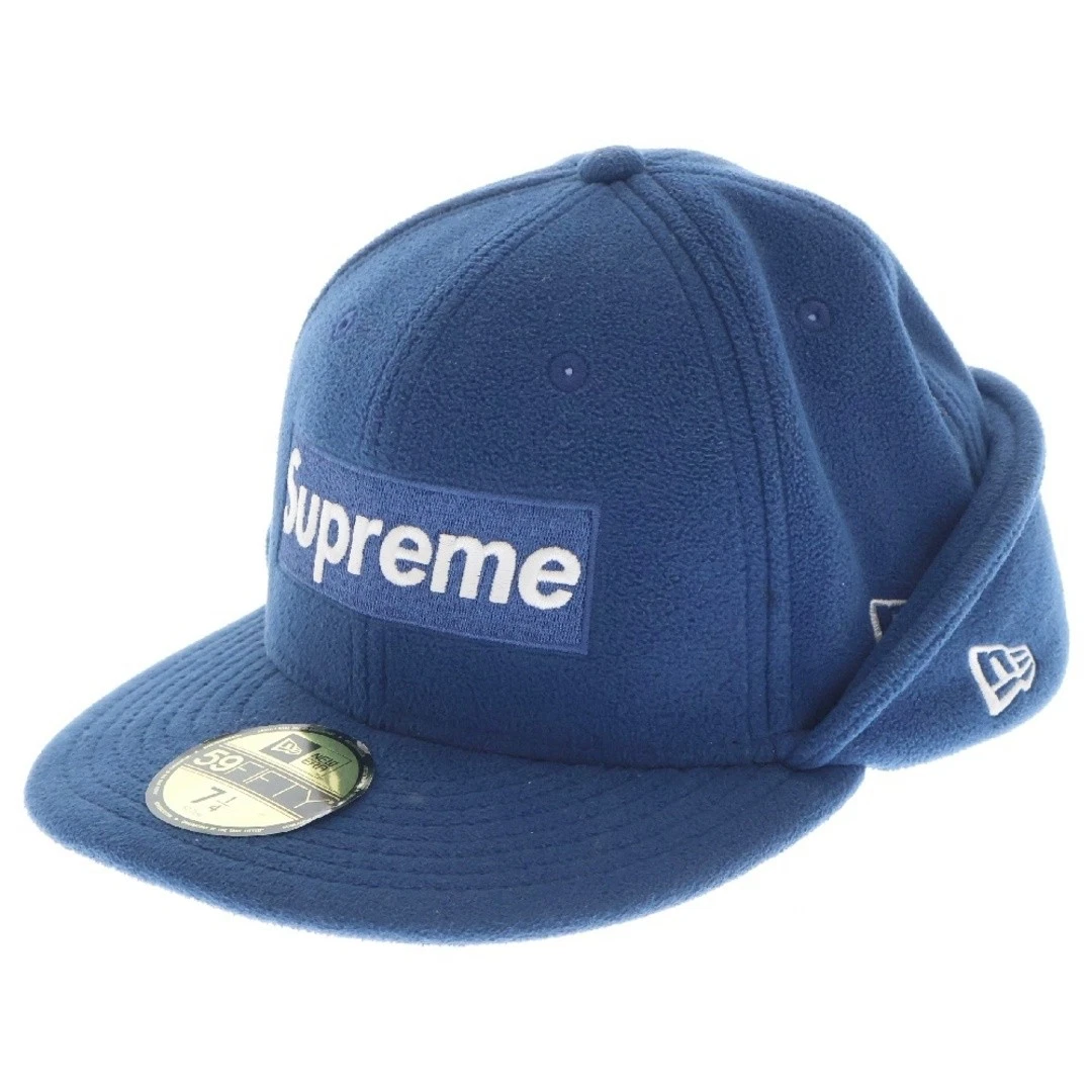 SUPREME 17AW x NEW ERA rabat d'oreille Polartec boîte logo casquette chapeau bleu occasion fd10