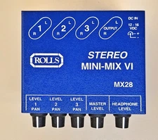 ROLLS MX28 STEREO MINI-MIX VI 3-CHANNEL STEREO LINE MIXER