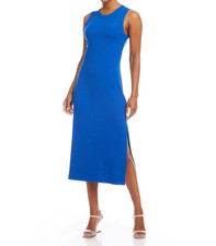 Karen Kane Blue Rib Knit Midi Column Dress Women Size Small