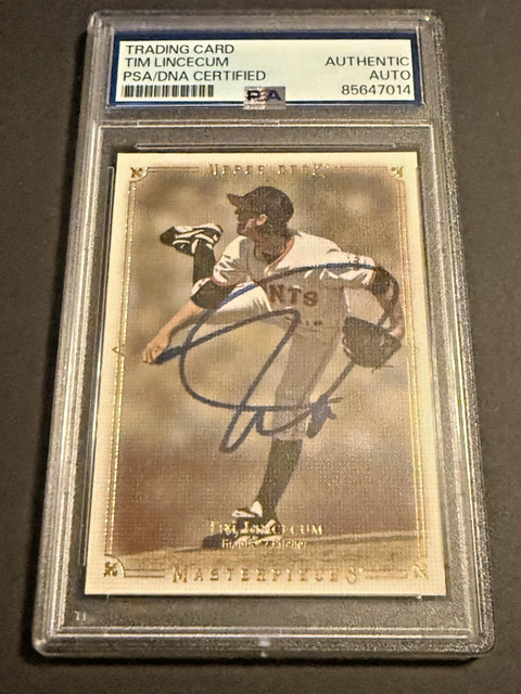 TIM LINCECUM Giants signed auto autographed 2008 UD Upper Deck Masterpiece PSA