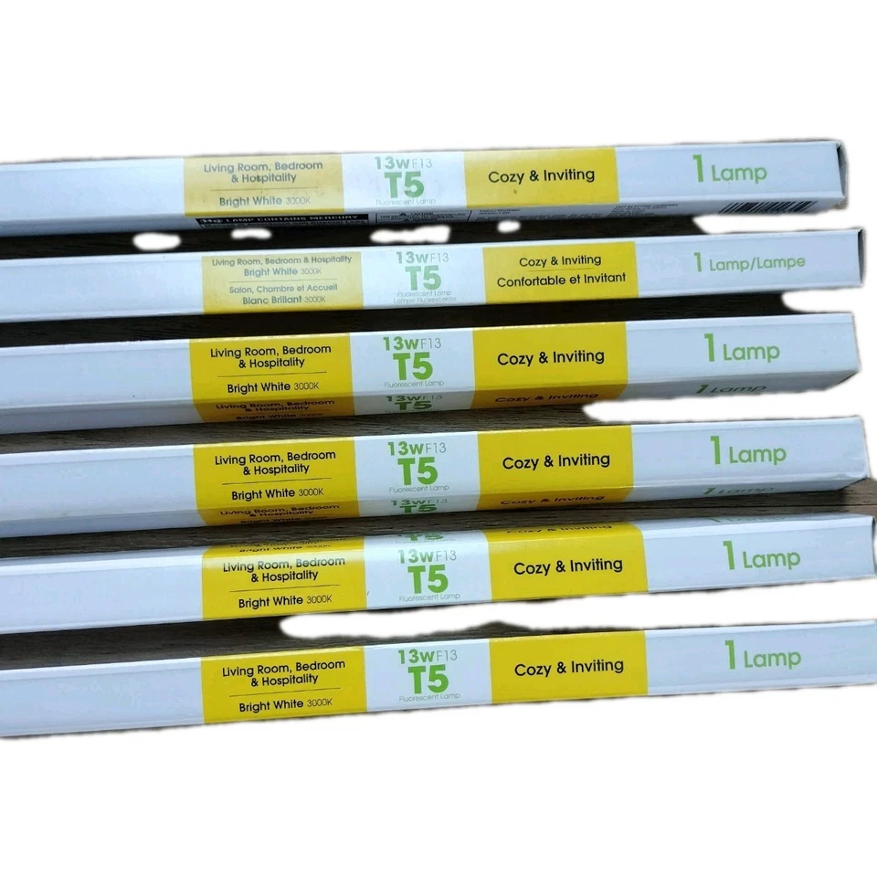New Feit Electric 13W 21" T5 G5 Fluorescent Tube Light Bulb Bright White 6 Pack - Image 3 of 4