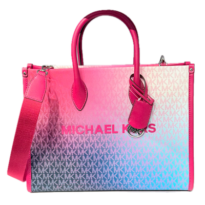 Michael Kors Mirella Medium Tote Ombre MK Logo Signature Bag Dark
