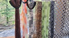 Lot of 6 Shimmer Lightweight Fashion Scarves Brown Black Green Multi Color