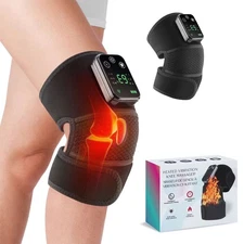 Electric Vibration Knee Massager Rechargeable Heated Knee Brace Pain Relief