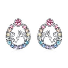 Horse Stud Earrings for Girls Women,Cute Crystal Horse Gifts for Girls Cool Anim