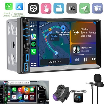 7'' Touch Screen Double 2Din Car Stereo Radio Apple CarPlay Android Auto GPS navi