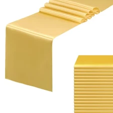 15 Pack Gold Table Runners Satin Table Runner 12x108 Inches Long Silk and Smo...