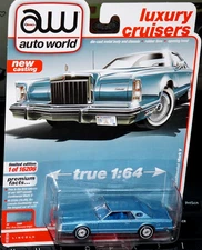 Auto World 1977 Lincoln Continental Coupe Mark V Blue Luxury Cruisers