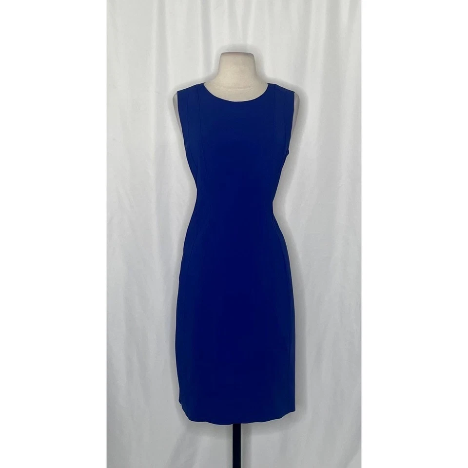 ¡¡NUEVO CON ETIQUETAS!! Vestido Vaina ELIE TAHARI Marley Costuras Azul Sólido Barón Carrera Talla 8 Foto 2 de 4