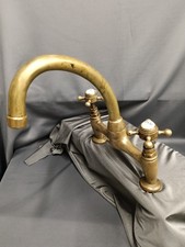 KITCHEN MIXER TAPS, BARE AGED BRASS DECK MOUNTED TAPS