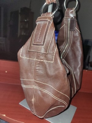 Vintage Coach Brown Leather Half Moon Hobo 16 x 9 Zip 10032 COACH