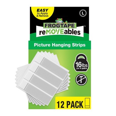 FrogTape reMOVEables Large Picture Hanging Strips - 12 Pairs - 16lbs per 4 Pa...