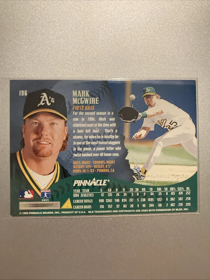 1995 Pinnacle - Mark McGwire #196 Museum Collection - Image 2 of 2
