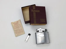 VTG RONSON Standard Chromium BUTLER LIGHTER Engravable Manual Box Brush USA NJ