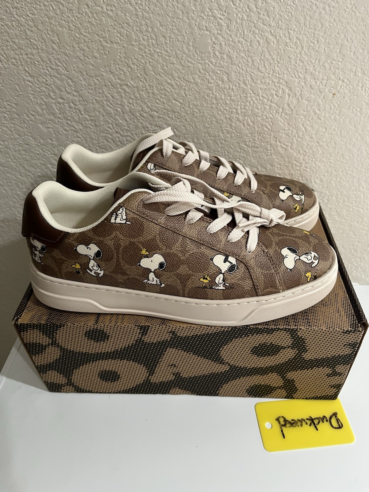NEW Limited Coach X Peanuts Men's CBZ76 Sneaker Signature Canvas Shoes Tan 11D