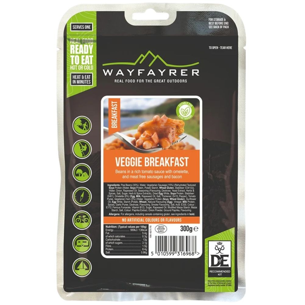 Wayfayrer Vegetarian All Day Breakfast - Outdoor Camping Ready to Eat Meal Pouch