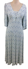 Patra Women's Dress Size M White Patterned Jersey Half Sleeves Midi Used