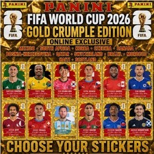 panini fifa WC 2026 gold crumple sticker you pick Group C  and D (BRA - TUR)