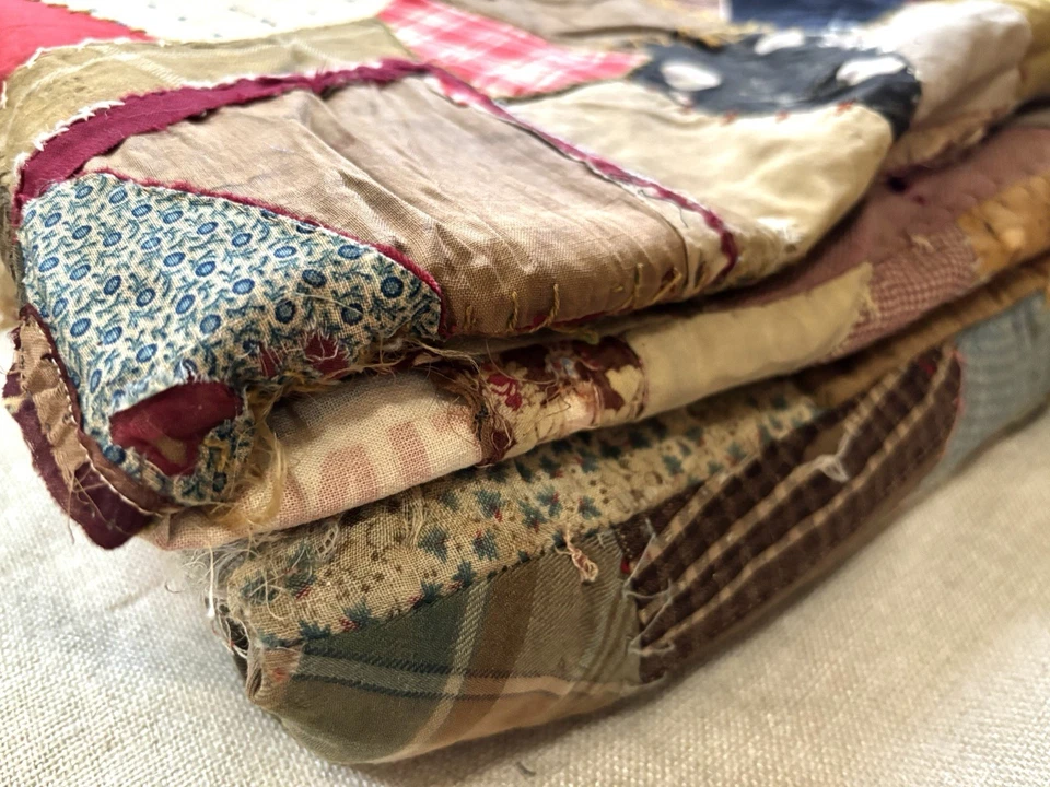 🌟131 Year Old American Folk CRAZY QUILT 1894 Antique Victorian Botanical SIGNED - Image 2 of 4