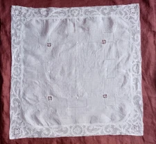 antique linen and tulle embroidered centerpiece placemat 52 by 52 cm