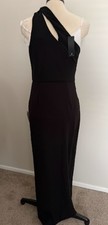 Lulus Black Maxi One Shoulder Bodycon side Ruched Dress sizeM