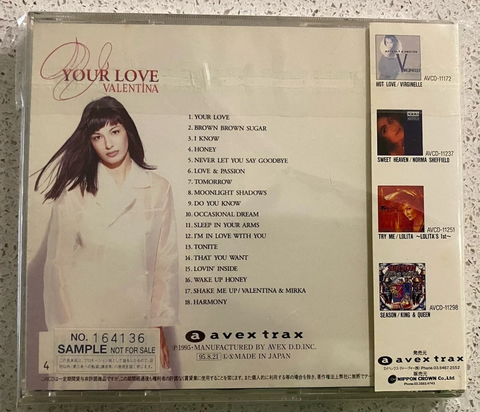 Valentina – Your Love (CD) JAPAN OBI AVCD-11320 RARE Promo ** - Image 2 of 2