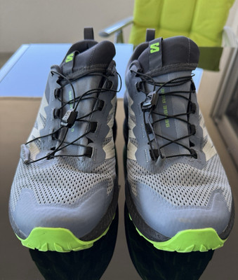 Salomon Sense Ride 5 GTX Herren Trailrunning Sneaker grau/grün/schwarz EU 45 1/3