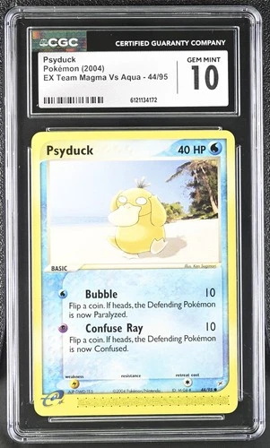 CGC 10 GEM MINT Psyduck 2004 EX Team Magma Vs Aqua 44/95 Pokemon Card