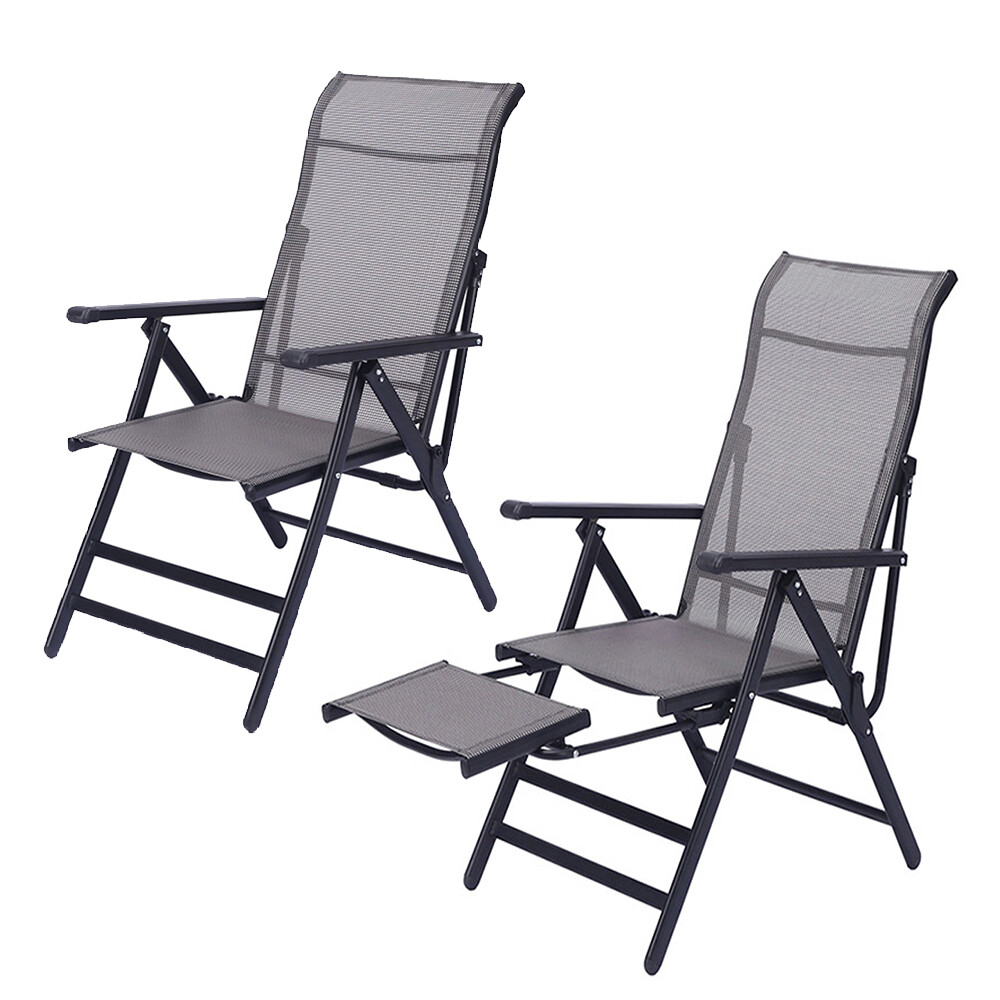 Lounge Chair Folding High Back Lawn Chairs w/ Retractable