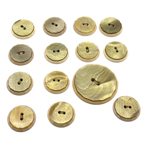 Set of 14 Swirled Metallic Stacked Celluloid Coat Buttons 13 1 in, 1 LARGE 2 in - Picture 5 of 11