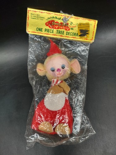 Vintage LIBERTY BELL CHRISTMAS Ornament- 5" Mouse w/ Santa Hat - UNUSED - Picture 8 of 8