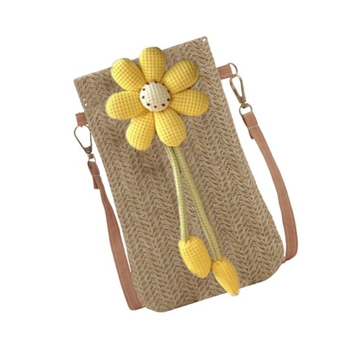 Women Straw Shoulder Bag Handwoven Beach Bag Handbag and Purse Crossbody Bag - Picture 9 of 12