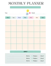 EG Monthly Planner - Good Vibes Only - Digital Printable Color Calendar