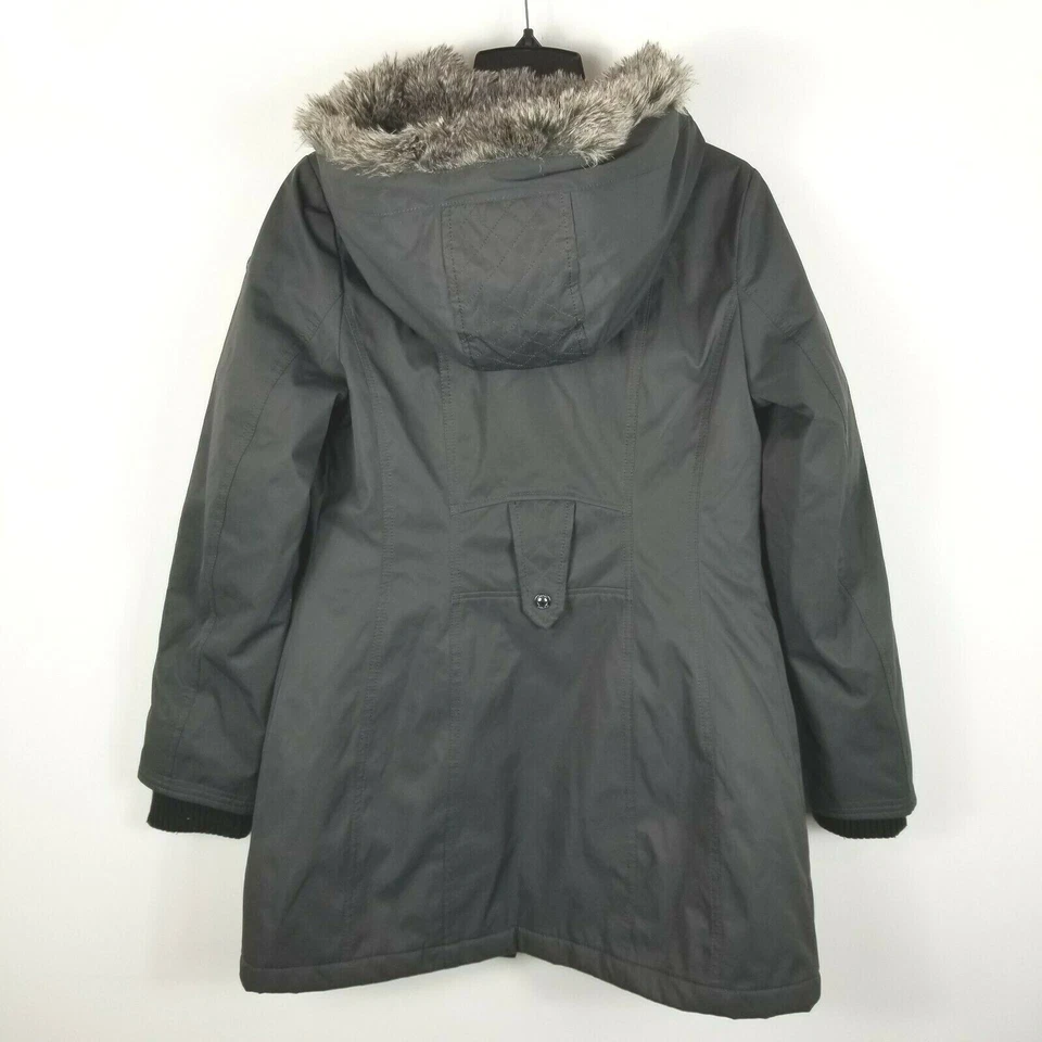 Chaqueta Parka Acolchada con Capucha Piel Sintética Cremallera Completa Gris Manga Larga Kensie para Mujer S Foto 2 de 4