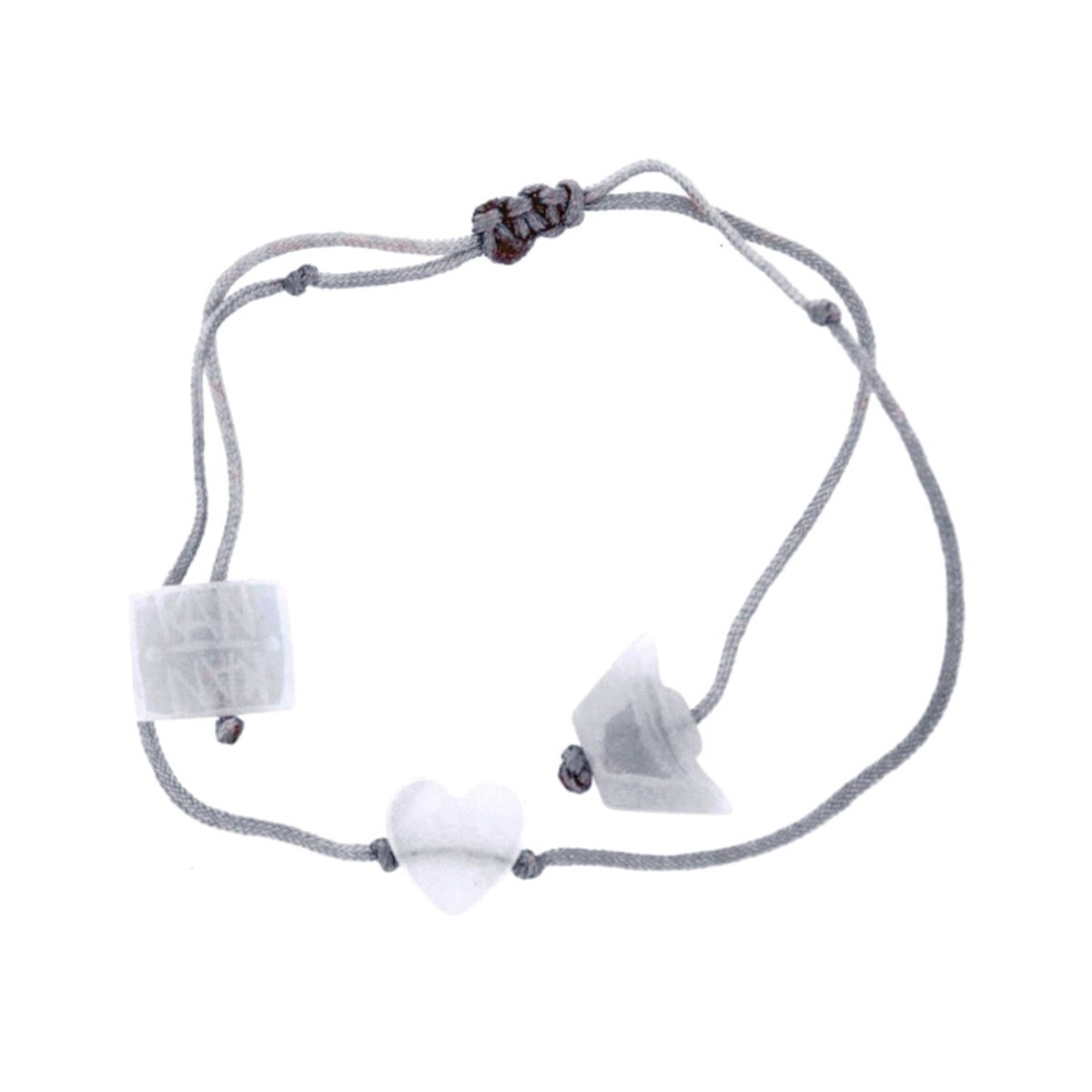 Bracelet Artisanal Kanikan – Cœur Plat En Jade Blanc, Bijou Fait Main