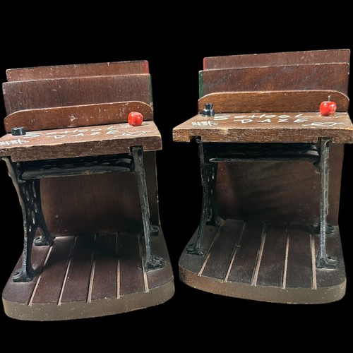 'School Daze' Enesco Wooden and Cast Iron Bookends Vintage 1975 - Picture 4 of 8