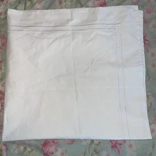 Williams Sonoma Home White Embroidered Border Cotton Euro Pillow Sham Italy Made