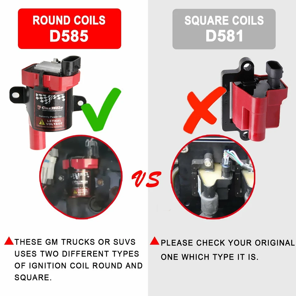 Paquete de bobinas de encendido para Chevy Silverado 1500 2500 GMC 5,3/6,0 L/4,8 L UF-262 D585 Foto 3 de 4