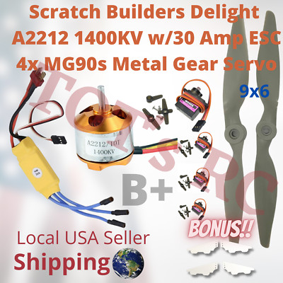 A2212 1000kv-1400kv | 30 AMP ESC 4x MG90s Mini Servo 3s ESC 30a ESC Props 9x6