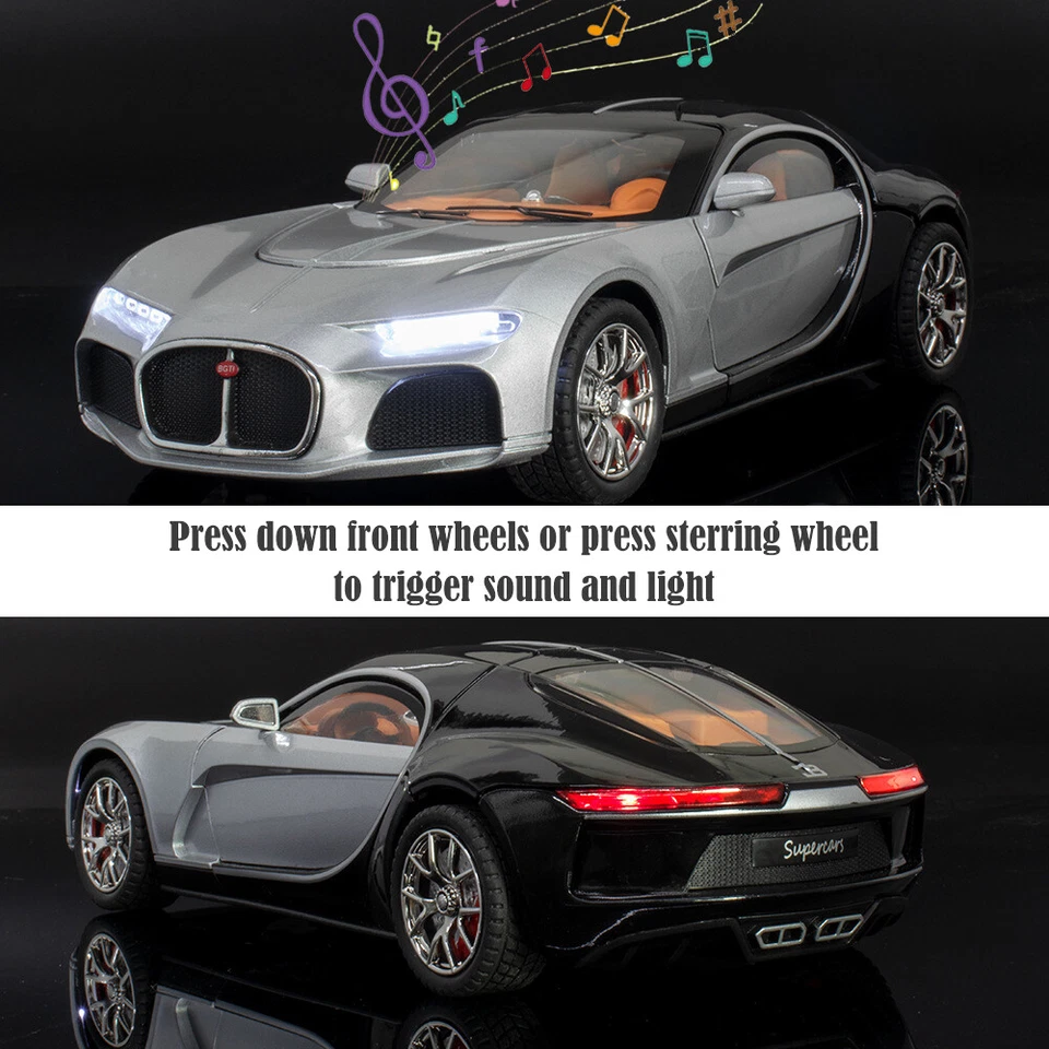 1:24 Diecast Vehicle for Bugatti Atlantic Model Car Toy Kids Sound Light Toy - Image 4 of 4
