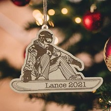 Personalized Snowboarding Wood Plastic Ornament - Custom Name Skier Ornament, Sk