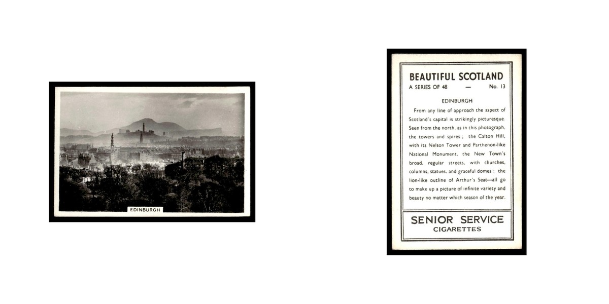 senior service cigarette cards beautiful scotland Edinburgh 1939 Senior Service Cigarettes Beautiful Scotland #13 EX