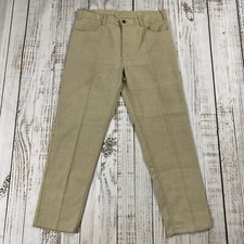 RARE 60S LEVIS BIG E STA-PREST JEANS BEIGE TAN TEXTURED TWILL PANTS SLACKS 34X29